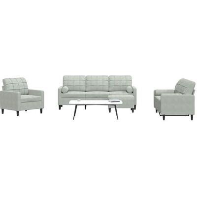 Ensemble de canapés 4 pièces velours gris clair VidaXL - Publicité Ensemble de canapés 4 pièces velours gris clair VidaXL - Publicité
