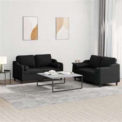 Non communiqué vidaXL Ensemble de canapés 2 pcs avec coussins noir tissu Noir - Publicité Non communiqué vidaXL Ensemble de canapés 2 pcs avec coussins noir tissu Noir - Publicité