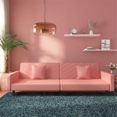 vidaXL Canapé-Lit Velours Rose 2 Places - Canapé-Lit - Publicité vidaXL Canapé-Lit Velours Rose 2 Places - Canapé-Lit - Publicité