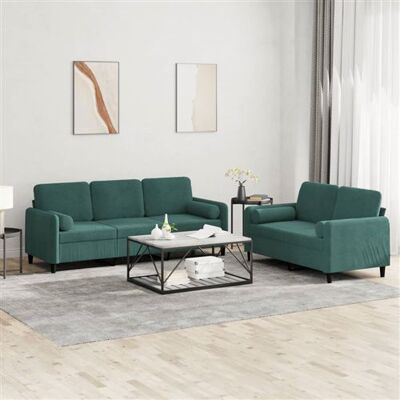 Non communiqué vidaXL Ensemble de canapés 2 pcs avec coussins vert foncé velours3202036 Vert - Publicité Non communiqué vidaXL Ensemble de canapés 2 pcs avec coussins vert foncé velours3202036 Vert - Publicité