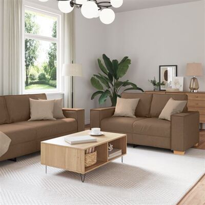 Non communiqué Ensemble de canapé 3 pièces avec coussins en tissu marron Marron - Publicité Non communiqué Ensemble de canapé 3 pièces avec coussins en tissu marron Marron - Publicité