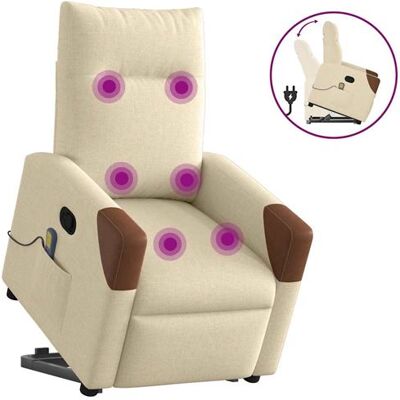 Non communiqué vidaXL Fauteuil de massage, relaxation tissu crème Crème - Publicité Non communiqué vidaXL Fauteuil de massage, relaxation tissu crème Crème - Publicité