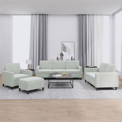 Ensemble de Canapé en Velours Gris Clair 4 Pièces - vidaXL - Publicité Ensemble de Canapé en Velours Gris Clair 4 Pièces - vidaXL - Publicité