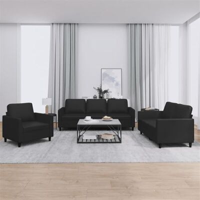 Non communiqué vidaXL Ensemble de canapés 3 pcs avec coussins Noir Similicuir3201740 Noir - Publicité Non communiqué vidaXL Ensemble de canapés 3 pcs avec coussins Noir Similicuir3201740 Noir - Publicité