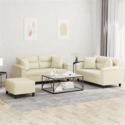Non communiqué vidaXL Ensemble de Canapés avec Coussins 3 pcs, Canapés avec Accoudoirs et Dossier, Ensemble de Meubles avec Repose-pied 3202378 Beige - Publicité Non communiqué vidaXL Ensemble de Canapés avec Coussins 3 pcs, Canapés avec Accoudoirs et Dossier, Ensemble de Meubles avec Repose-pied 3202378 Beige - Publicité