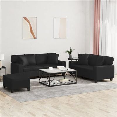 Non communiqué vidaXL Ensemble de canapés 3 pcs avec coussins noir similicuir3201929 Noir - Publicité Non communiqué vidaXL Ensemble de canapés 3 pcs avec coussins noir similicuir3201929 Noir - Publicité
