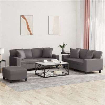 Non communiqué vidaXL 3-delige Loungeset met kussens kunstleer grijs3201931 Gris - Publicité Non communiqué vidaXL 3-delige Loungeset met kussens kunstleer grijs3201931 Gris - Publicité