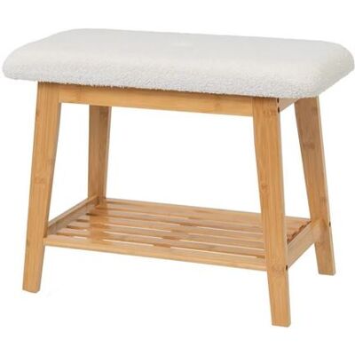 Non communiqué Banquette, tabouret en bois de bambou coloris naturel et tissu blanc - Longueur 60 x Profondeur 30 x Hauteur 45 cm- JUANIO - Blanc - Publicité Non communiqué Banquette, tabouret en bois de bambou coloris naturel et tissu blanc - Longueur 60 x Profondeur 30 x Hauteur 45 cm- JUANIO - Blanc - Publicité