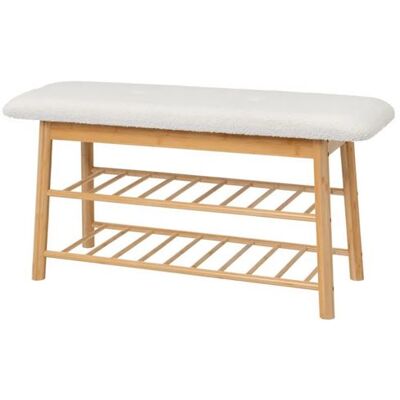 Non communiqué Banquette, tabouret en bois de bambou coloris naturel et tissu blanc - Longueur 91 x Profondeur 30 x Hauteur 45 cm- JUANIO - Blanc - Publicité Non communiqué Banquette, tabouret en bois de bambou coloris naturel et tissu blanc - Longueur 91 x Profondeur 30 x Hauteur 45 cm- JUANIO - Blanc - Publicité
