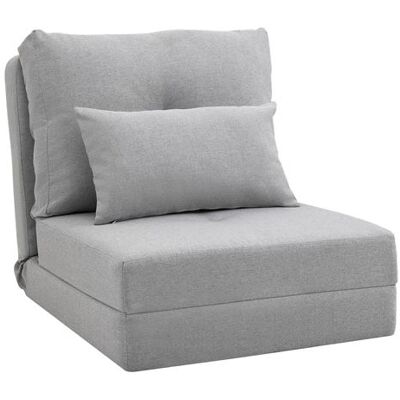 Non communiqué Chauffeuse dossier inclinable - fauteuil convertible - 2 coussins inclus - tissu lin gris clair Gris - Publicité Non communiqué Chauffeuse dossier inclinable - fauteuil convertible - 2 coussins inclus - tissu lin gris clair Gris - Publicité
