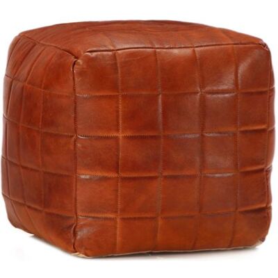 vidaXL Pouf 40 x 40 x 40 cm Brun roux Cuir véritable de chèvre Brun - Publicité vidaXL Pouf 40 x 40 x 40 cm Brun roux Cuir véritable de chèvre Brun - Publicité
