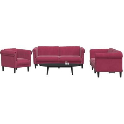 Ensemble de Canapés Velours Rouge VIDAXL - Mobilier Moderne pour Salon - Publicité Ensemble de Canapés Velours Rouge VIDAXL - Mobilier Moderne pour Salon - Publicité