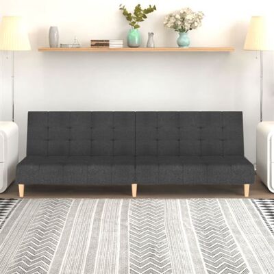 Non communiqué vidaXL Canapé-lit à 2 places gris foncé tissu gris foncé - Publicité Non communiqué vidaXL Canapé-lit à 2 places gris foncé tissu gris foncé - Publicité