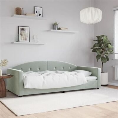 Non communiqué vidaXL Lit de repos gris clair 90x200 cm velours 354136 Gris - Publicité Non communiqué vidaXL Lit de repos gris clair 90x200 cm velours 354136 Gris - Publicité