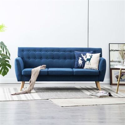 vidaXL Canapé à 3 places Tapisserie en tissu 172x70x82 cm Bleu Bleu - Publicité vidaXL Canapé à 3 places Tapisserie en tissu 172x70x82 cm Bleu Bleu - Publicité