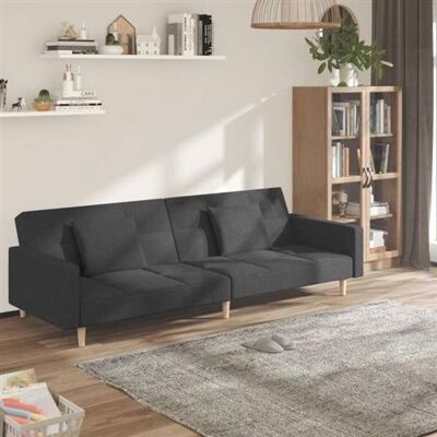 Non communiqué vidaXL Canapé-lit à 2 places avec deux oreillers Gris foncé Tissu Multicolore - Publicité Non communiqué vidaXL Canapé-lit à 2 places avec deux oreillers Gris foncé Tissu Multicolore - Publicité