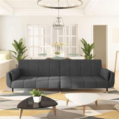 Non communiqué vidaXL Canapé-lit à 2 places avec deux oreillers Gris foncé Velours Gris foncé - Publicité Non communiqué vidaXL Canapé-lit à 2 places avec deux oreillers Gris foncé Velours Gris foncé - Publicité