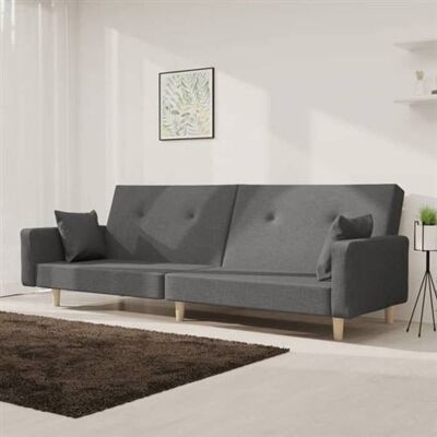 Non communiqué vidaXL Canapé-lit à 2 places avec deux oreillers gris clair tissu Gris - Publicité Non communiqué vidaXL Canapé-lit à 2 places avec deux oreillers gris clair tissu Gris - Publicité