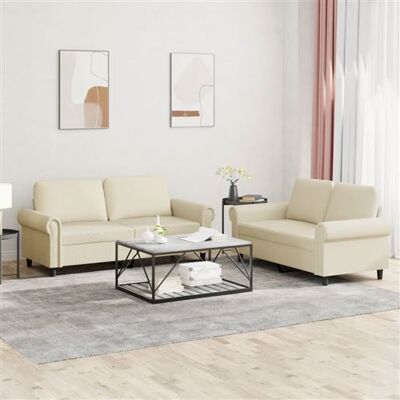 Non communiqué vidaXL Ensemble de canapés 2 pcs avec coussins Crème Similicuir Crème - Publicité Non communiqué vidaXL Ensemble de canapés 2 pcs avec coussins Crème Similicuir Crème - Publicité