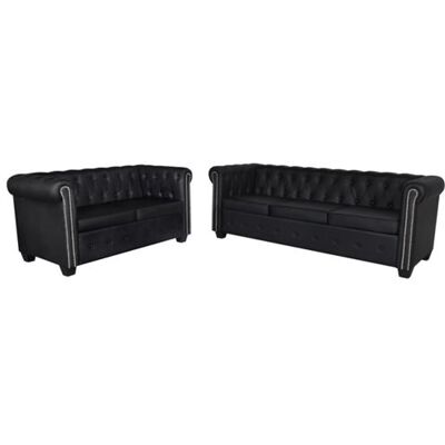 vidaXL Jeu de canapé à 2 places et à 3 places Cuir synthétique Noir Noir - Publicité vidaXL Jeu de canapé à 2 places et à 3 places Cuir synthétique Noir Noir - Publicité