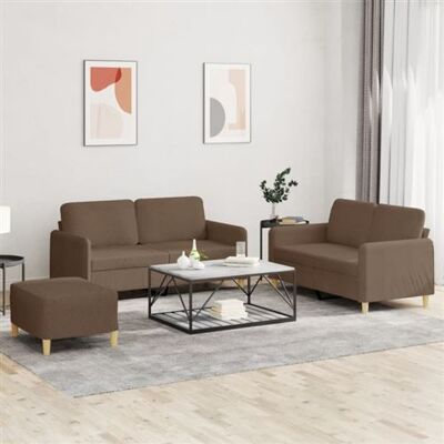 Non communiqué Ensemble de canapés 3 pcs avec coussins Marron Tissu Marron - Publicité Non communiqué Ensemble de canapés 3 pcs avec coussins Marron Tissu Marron - Publicité