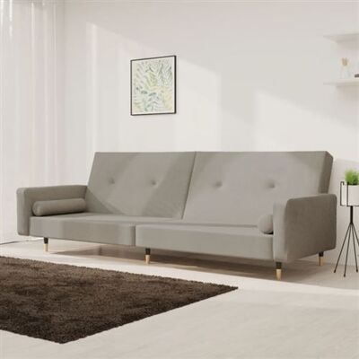 Non communiqué vidaXL Canapé-lit à 2 places avec deux oreillers Gris clair Velours gris clair - Publicité Non communiqué vidaXL Canapé-lit à 2 places avec deux oreillers Gris clair Velours gris clair - Publicité