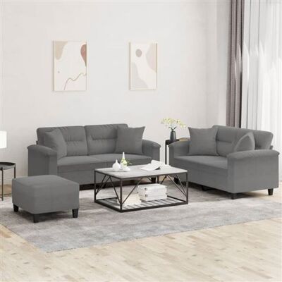 Non communiqué vidaXL 3-delige Loungeset met kussens microvezelstof donkergrijs3202334 Gris foncé - Publicité Non communiqué vidaXL 3-delige Loungeset met kussens microvezelstof donkergrijs3202334 Gris foncé - Publicité