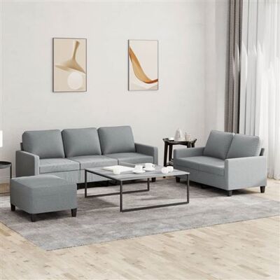 Ensemble de Canapés en Tissu Gris Clair 3 Pièces avec Coussins - Sofa Set - Publicité Ensemble de Canapés en Tissu Gris Clair 3 Pièces avec Coussins - Sofa Set - Publicité