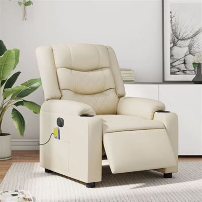 Non communiqué vidaXL Fauteuil de massage, relaxation électrique similicuir crème Crème - Publicité Non communiqué vidaXL Fauteuil de massage, relaxation électrique similicuir crème Crème - Publicité