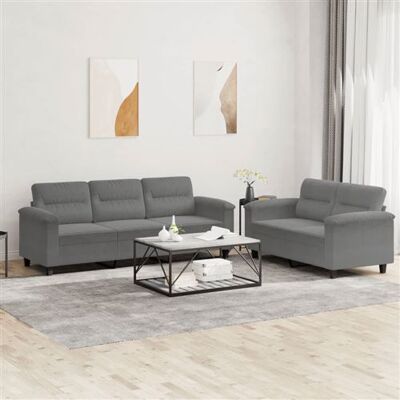 Non communiqué vidaXL Ensemble de canapés 2 pcs coussins gris foncé tissu microfibre Gris foncé - Publicité Non communiqué vidaXL Ensemble de canapés 2 pcs coussins gris foncé tissu microfibre Gris foncé - Publicité