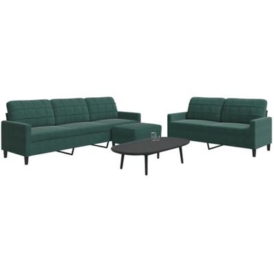 Non communiqué Ensemble de canapés 3 pcs avec coussins Vert foncé Velours Vert - Publicité Non communiqué Ensemble de canapés 3 pcs avec coussins Vert foncé Velours Vert - Publicité