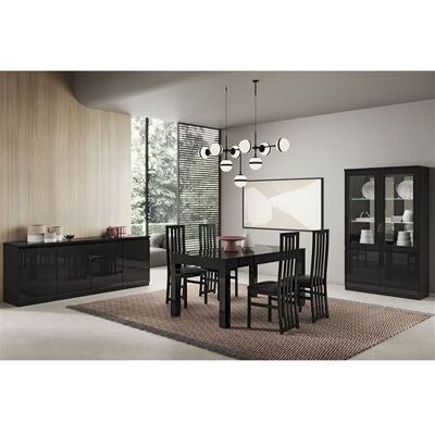 Non communiqué Ensemble Séjour Complet Laqué Noir Table 160cm + Buffet + Vitrine avec Leds - DEYTON - ALTOBUY Noir - Publicité Non communiqué Ensemble Séjour Complet Laqué Noir Table 160cm + Buffet + Vitrine avec Leds - DEYTON - ALTOBUY Noir - Publicité
