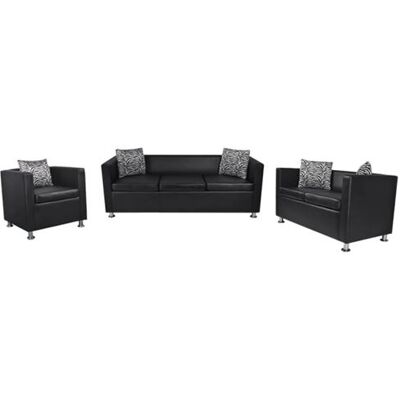 VIDAXL Jeu de canapé à 2 places et à 3 places et fauteuil Noir Noir - Publicité VIDAXL Jeu de canapé à 2 places et à 3 places et fauteuil Noir Noir - Publicité