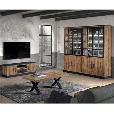 Non communiqué JENNA - Ensemble Table Basse + Meuble TV + Bibliothèque 8 Portes - Altobuy Marron - Publicité Non communiqué JENNA - Ensemble Table Basse + Meuble TV + Bibliothèque 8 Portes - Altobuy Marron - Publicité