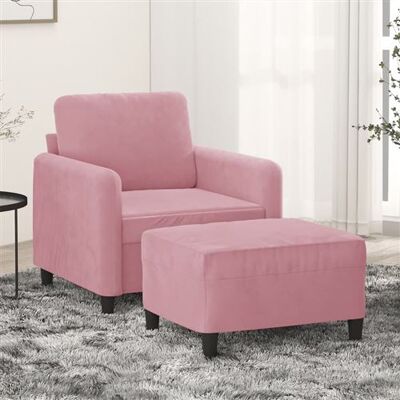 fauteuil avec repose-pieds vidaXL - Velours Rose Moderne - Publicité fauteuil avec repose-pieds vidaXL - Velours Rose Moderne - Publicité