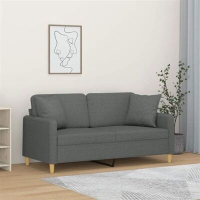 Canapé en Tissu Gris Foncé 2 Places vidaXL avec Coussins - Canapé - Publicité Canapé en Tissu Gris Foncé 2 Places vidaXL avec Coussins - Canapé - Publicité