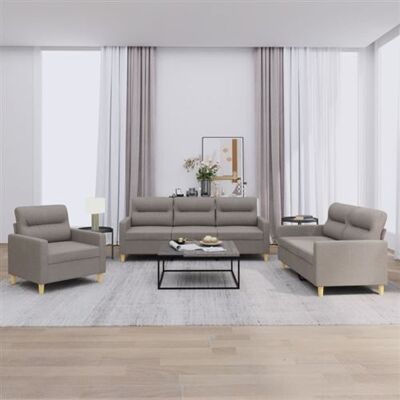 Non communiqué Ensemble de canapés 3 pcs avec coussins Taupe Tissu Taupe - Publicité Non communiqué Ensemble de canapés 3 pcs avec coussins Taupe Tissu Taupe - Publicité