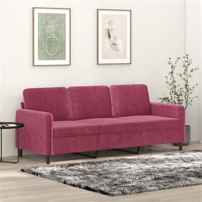 Non communiqué vidaXL Canapé à 3 places Rouge bordeaux 180 cm Velours Rouge - Publicité Non communiqué vidaXL Canapé à 3 places Rouge bordeaux 180 cm Velours Rouge - Publicité