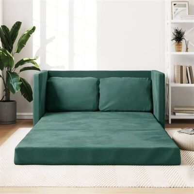 Non communiqué vidaXL Canapé-lit 2 en 1 vert foncé 122x204x55 cm velours vert - Publicité Non communiqué vidaXL Canapé-lit 2 en 1 vert foncé 122x204x55 cm velours vert - Publicité