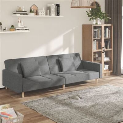 Non communiqué vidaXL Canapé-lit à 2 places avec deux oreillers gris clair tissu Gris clair - Publicité Non communiqué vidaXL Canapé-lit à 2 places avec deux oreillers gris clair tissu Gris clair - Publicité
