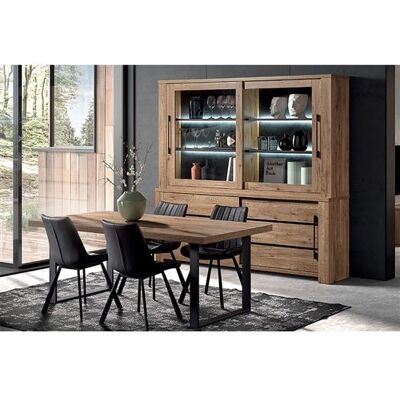 Non communiqué Ensemble Buffet-Vaisselier + Table 200cm Aspect Bois - NILLA - ALTOBUY Marron - Publicité Non communiqué Ensemble Buffet-Vaisselier + Table 200cm Aspect Bois - NILLA - ALTOBUY Marron - Publicité