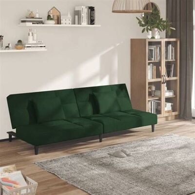 Non communiqué vidaXL Canapé-lit à 2 places avec deux oreillers Vert foncé Velours Vert - Publicité Non communiqué vidaXL Canapé-lit à 2 places avec deux oreillers Vert foncé Velours Vert - Publicité