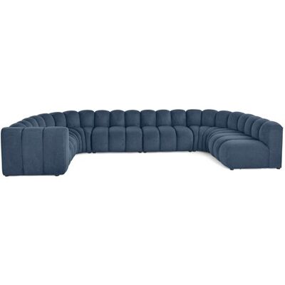 Non communiqué Debbie - canapé modulable panoramique d'angle droit 7 places en tissu texturé - Bleu Bleu - Publicité Non communiqué Debbie - canapé modulable panoramique d'angle droit 7 places en tissu texturé - Bleu Bleu - Publicité