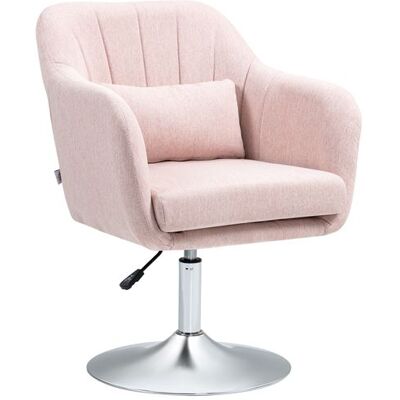 Non communiqué Fauteuil lounge design grand confort coussins lombaires hauteur réglable pivotant 360° piètement métal chromé lin rose Rose - Publicité Non communiqué Fauteuil lounge design grand confort coussins lombaires hauteur réglable pivotant 360° piètement métal chromé lin rose Rose - Publicité