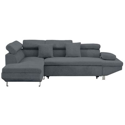Non communiqué Margaux - Canapé d'angle gauche 5 places convertible avec coffre et têtières réglables en velours texturé - Gris Gris - Publicité Non communiqué Margaux - Canapé d'angle gauche 5 places convertible avec coffre et têtières réglables en velours texturé - Gris Gris - Publicité