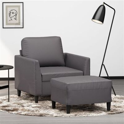 VIDAXL Fauteuil avec Repose-pieds - Gris - Publicité VIDAXL Fauteuil avec Repose-pieds - Gris - Publicité