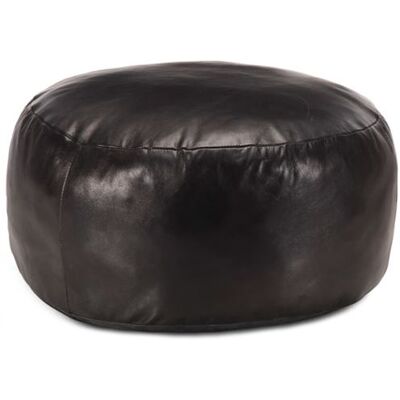 vidaXL Pouf en Cuir de Chèvre Noir - Style Vintage 60x30cm - Publicité vidaXL Pouf en Cuir de Chèvre Noir - Style Vintage 60x30cm - Publicité