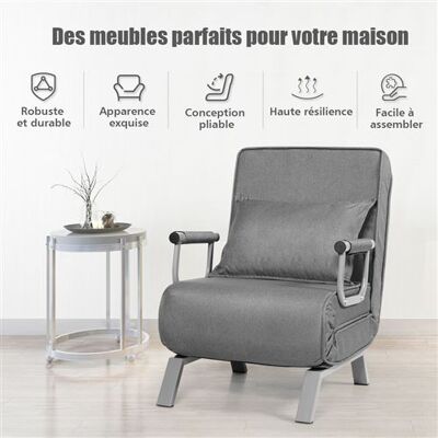 Non communiqué giantex Fauteuil Convertible,Fauteuil-lit Chauffeuse 1 Place en Tissu avec Coussin,Dossier Réglable de 5 Positions et 2 Accoudoirs pour Salon,Bureau,Chambre (Gris) Gris - Publicité Non communiqué giantex Fauteuil Convertible,Fauteuil-lit Chauffeuse 1 Place en Tissu avec Coussin,Dossier Réglable de 5 Positions et 2 Accoudoirs pour Salon,Bureau,Chambre (Gris) Gris - Publicité