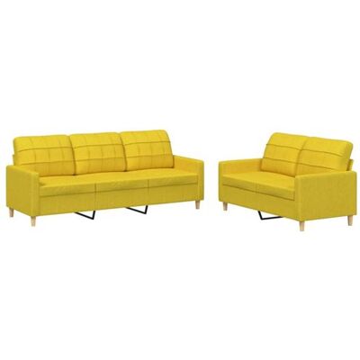 Non communiqué Ensemble de canapés vidaXL 2 pièces avec coussins en Tissu Jaune clair Jaune - Publicité Non communiqué Ensemble de canapés vidaXL 2 pièces avec coussins en Tissu Jaune clair Jaune - Publicité