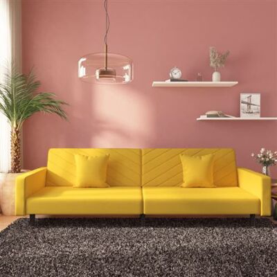 Non communiqué vidaXL Canapé-lit à 2 places avec deux oreillers Jaune Velours Jaune - Publicité Non communiqué vidaXL Canapé-lit à 2 places avec deux oreillers Jaune Velours Jaune - Publicité